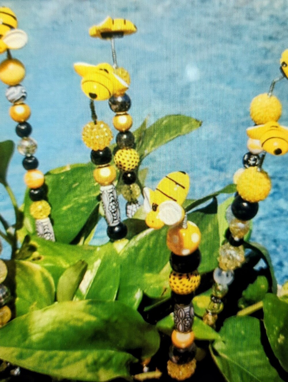Yellow and Black Bubble Bee Beaded Plant Pick